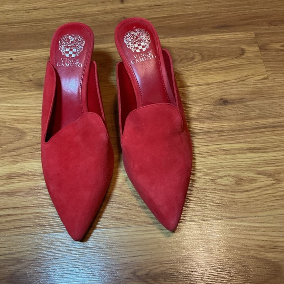 Vince Camuto Shoes - Vince Camuto Cessilia Suede Dress Mules Glamour Red VC-CESSILIA Women’s Size 10
